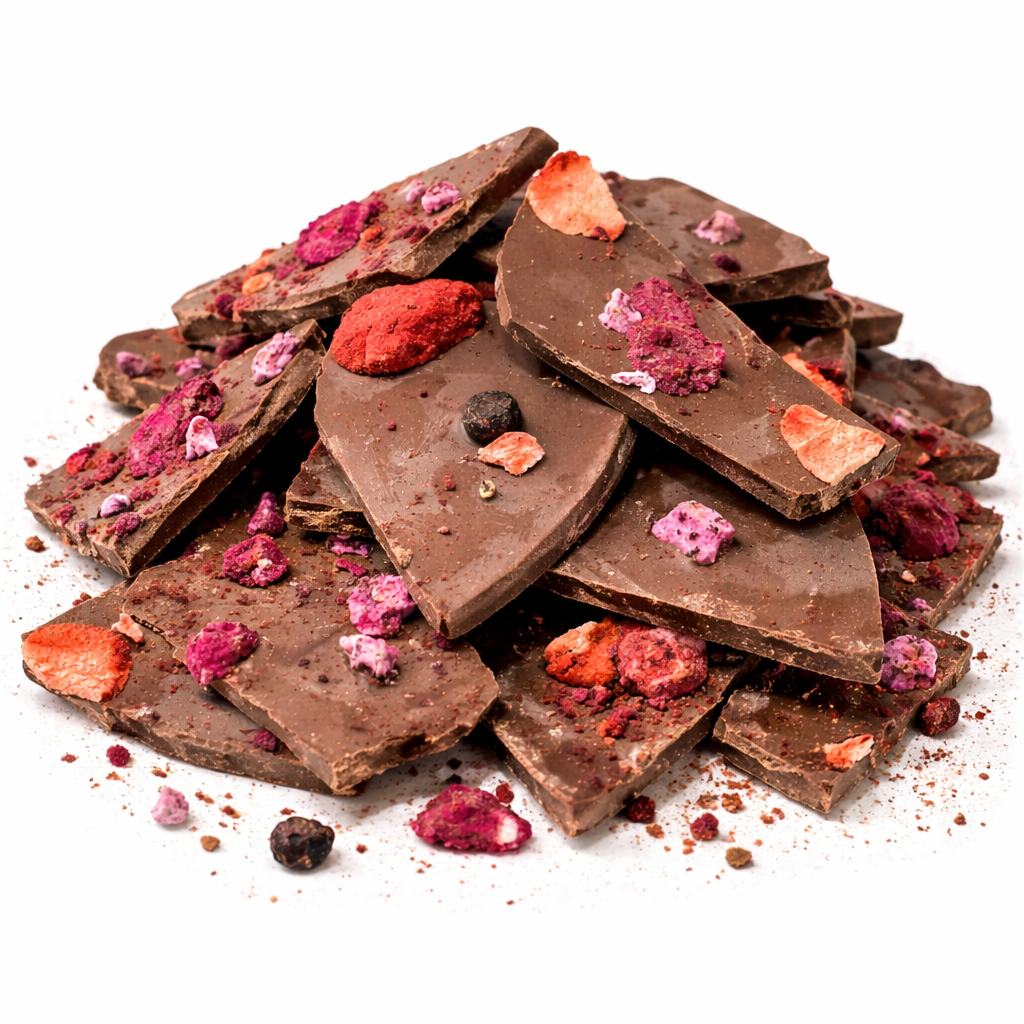 Chocolate con frutas liofilizadas